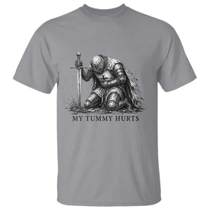 Tummy Hurts Funny Medieval Knight T Shirt Dark Fantasy Meme TS10 Sport Gray Print Your Wear