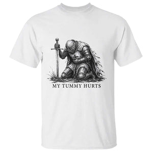 Tummy Hurts Funny Medieval Knight T Shirt Dark Fantasy Meme TS10 White Print Your Wear