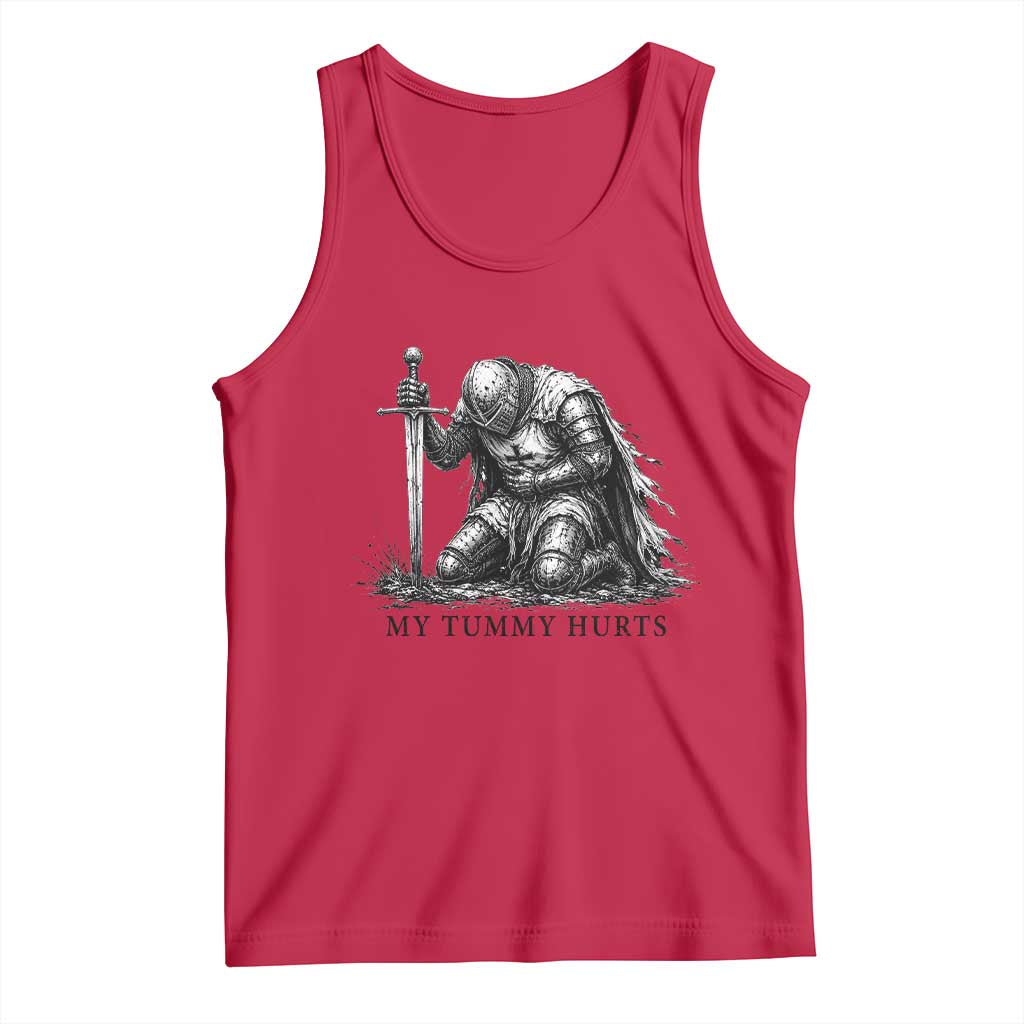 Tummy Hurts Funny Medieval Knight Tank Top Dark Fantasy Meme TS10 Red Print Your Wear