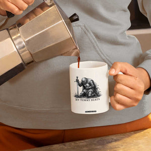 Tummy Hurts Funny Medieval Knight Coffee Mug Dark Fantasy Meme TS10 Print Your Wear