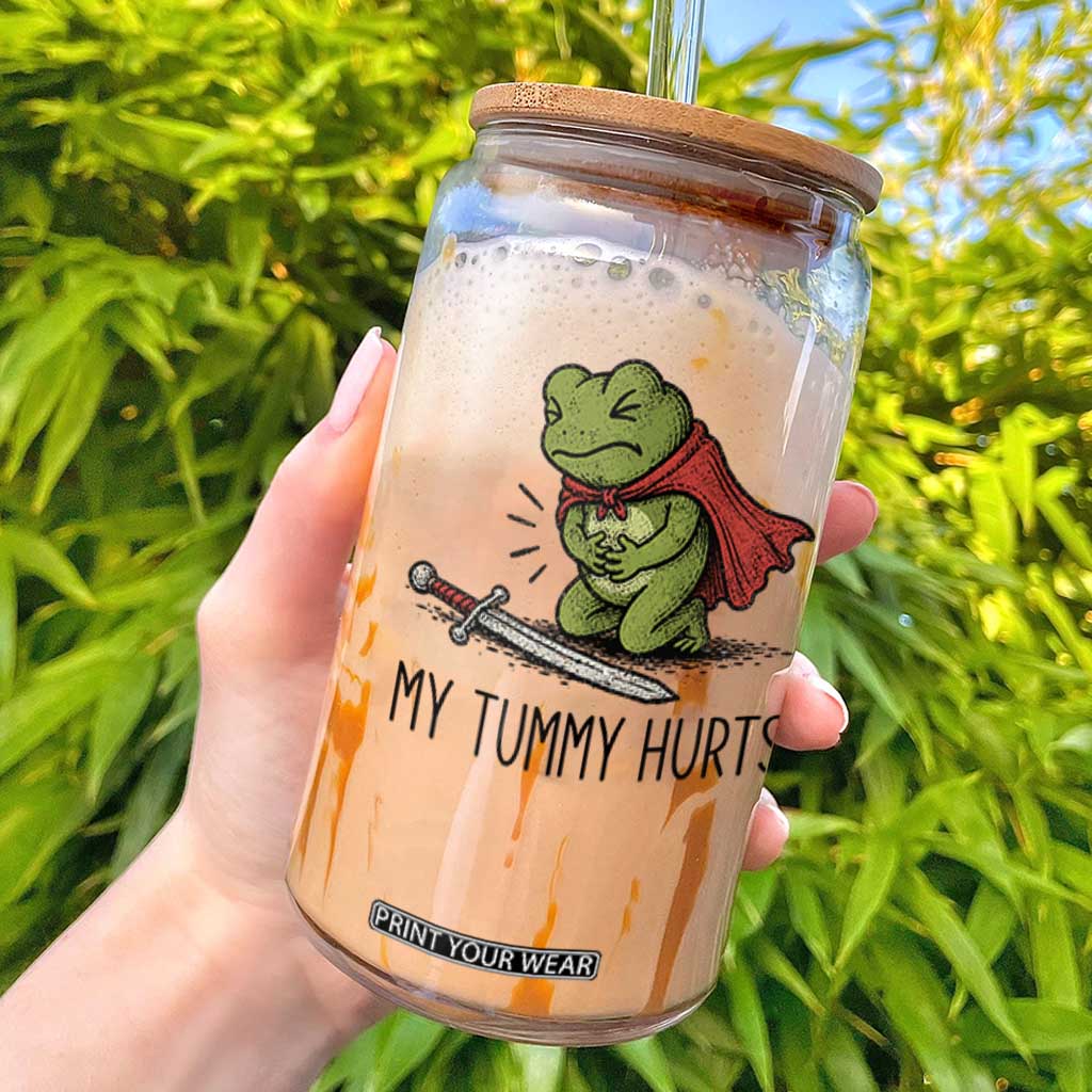 Tummy Hurts Funny Medieval Frog Glass Can Dark Fantasy Meme TS10 White Print Your Wear