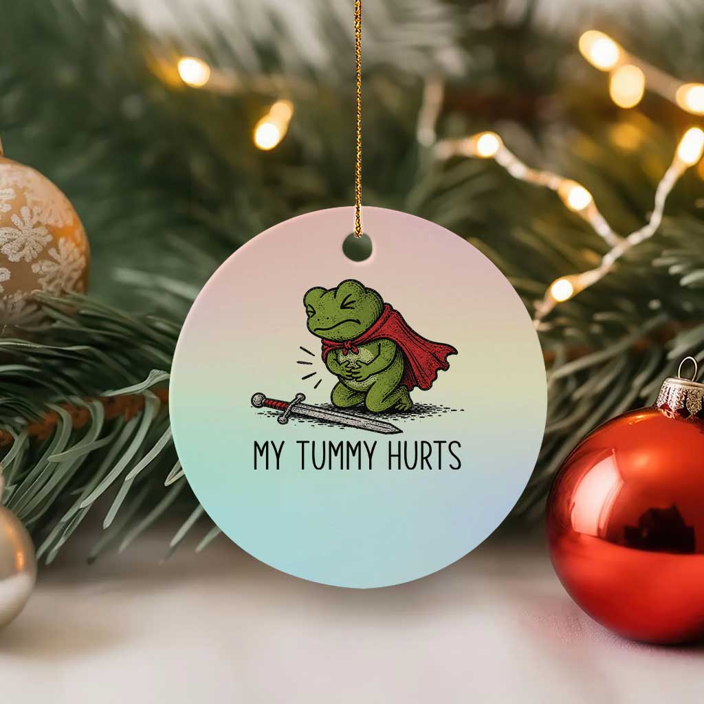 Tummy Hurts Funny Medieval Frog Ceramic Ornament Dark Fantasy Meme TS10 1pc Pastel Print Your Wear