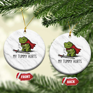 Tummy Hurts Funny Medieval Frog Ceramic Ornament Dark Fantasy Meme TS10 1pc White Marble Print Your Wear