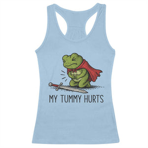 Tummy Hurts Funny Medieval Frog Racerback Tank Top Dark Fantasy Meme TS10 Light Blue Print Your Wear