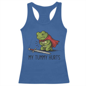 Tummy Hurts Funny Medieval Frog Racerback Tank Top Dark Fantasy Meme TS10 Royal Blue Print Your Wear