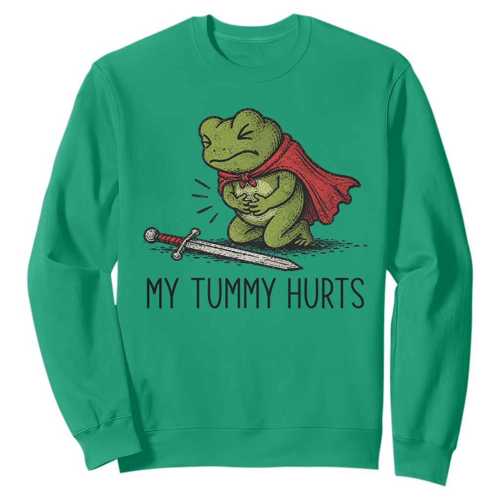 Tummy Hurts Funny Medieval Frog Sweatshirt Dark Fantasy Meme TS10 Irish Green Print Your Wear