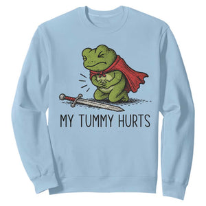 Tummy Hurts Funny Medieval Frog Sweatshirt Dark Fantasy Meme TS10 Light Blue Print Your Wear
