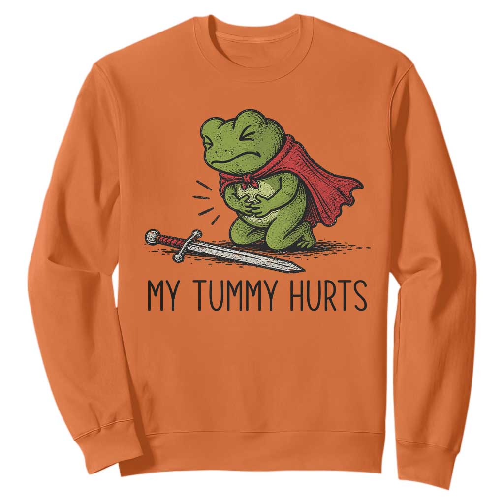 Tummy Hurts Funny Medieval Frog Sweatshirt Dark Fantasy Meme TS10 Orange Print Your Wear