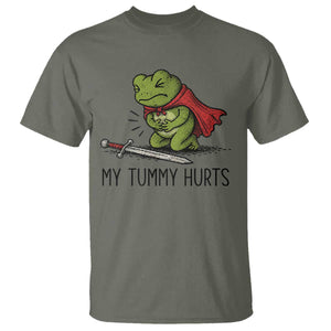 Tummy Hurts Funny Medieval Frog T Shirt Dark Fantasy Meme TS10 Military Green Print Your Wear