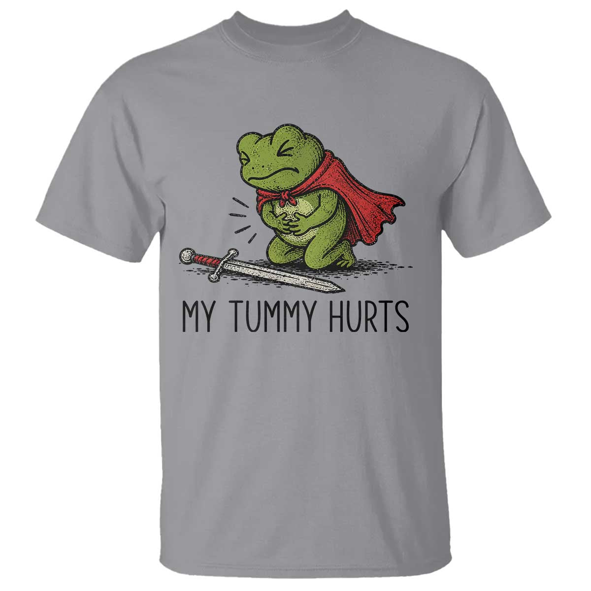 Tummy Hurts Funny Medieval Frog T Shirt Dark Fantasy Meme TS10 Sport Gray Print Your Wear