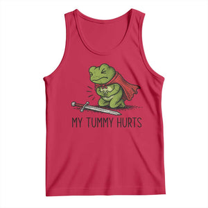 Tummy Hurts Funny Medieval Frog Tank Top Dark Fantasy Meme TS10 Red Print Your Wear