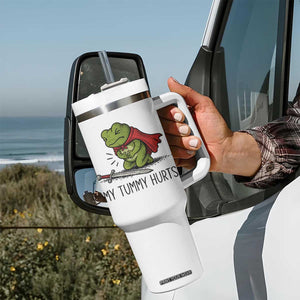 Tummy Hurts Funny Medieval Frog Tumbler With Handle Dark Fantasy Meme TS10 Print Your Wear