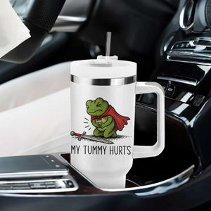 Tummy Hurts Funny Medieval Frog Tumbler With Handle Dark Fantasy Meme TS10 Print Your Wear