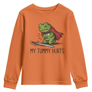 Tummy Hurts Funny Medieval Frog Youth Sweatshirt Dark Fantasy Meme TS10 Orange Print Your Wear