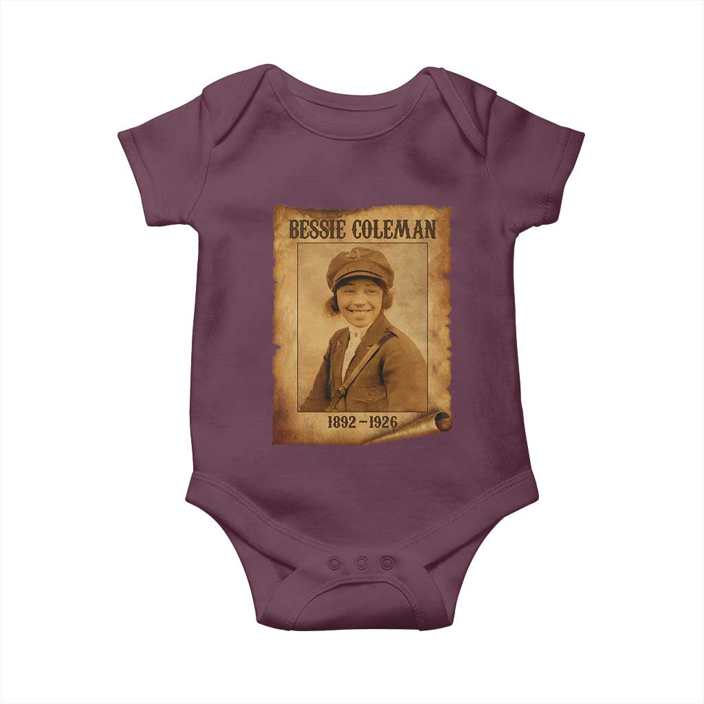 Bessie Coleman First African American Female Pilot Baby Onesie Black History TS10 Maroon Print Your Wear