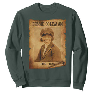 Bessie Coleman First African American Female Pilot Sweatshirt Black History TS10 Dark Forest Green Print Your Wear
