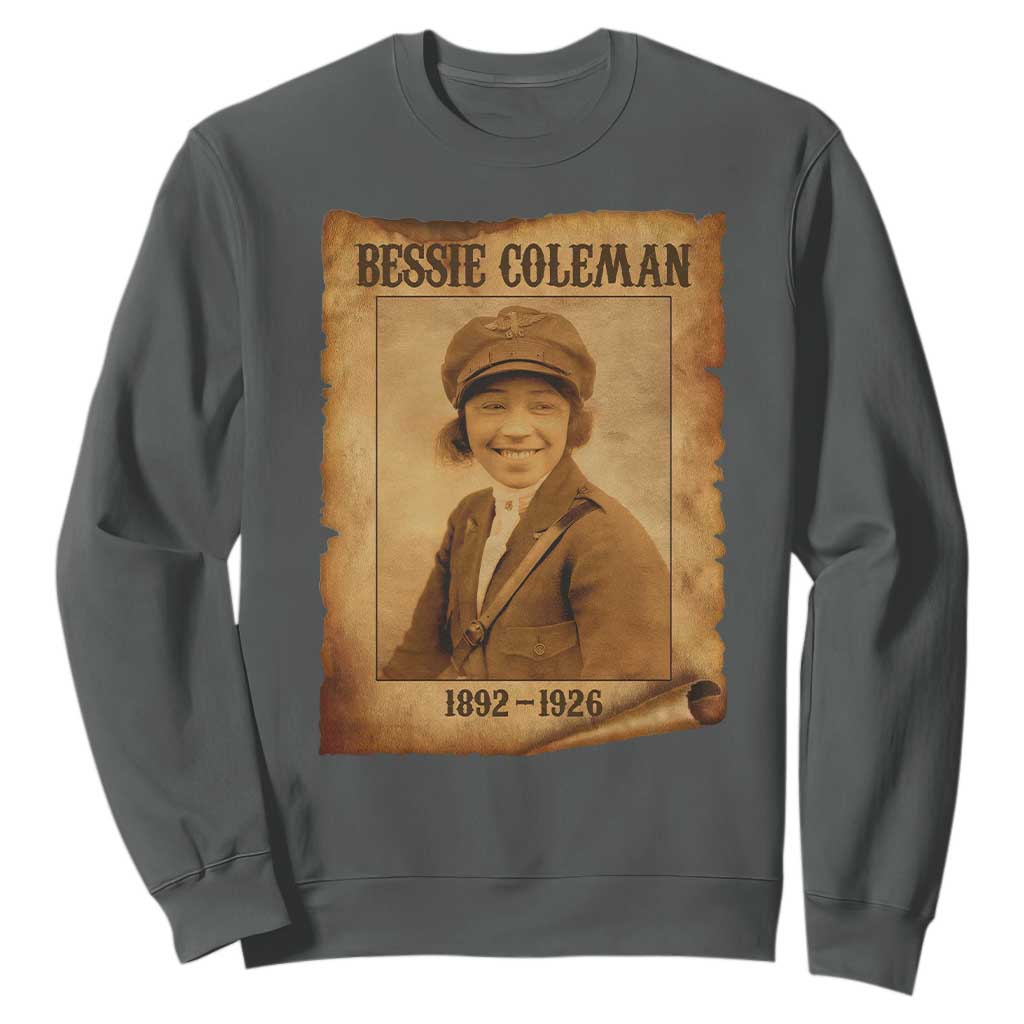 Bessie Coleman First African American Female Pilot Sweatshirt Black History TS10 Dark Heather Print Your Wear