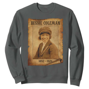 Bessie Coleman First African American Female Pilot Sweatshirt Black History TS10 Dark Heather Print Your Wear