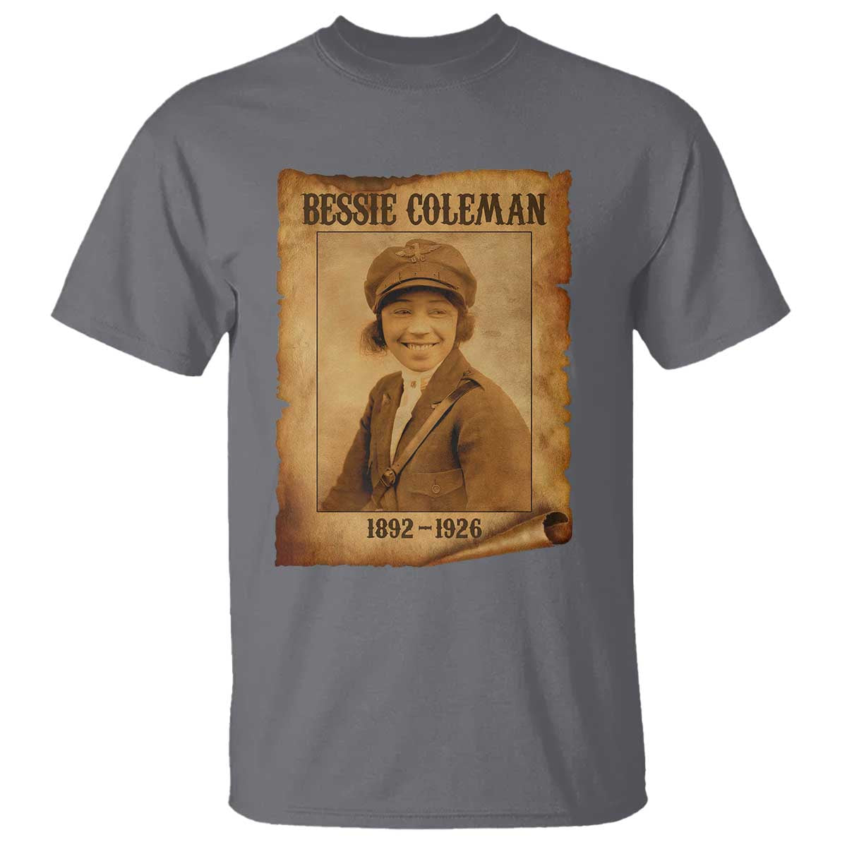 Bessie Coleman First African American Female Pilot T Shirt Black History TS10 Charcoal Print Your Wear