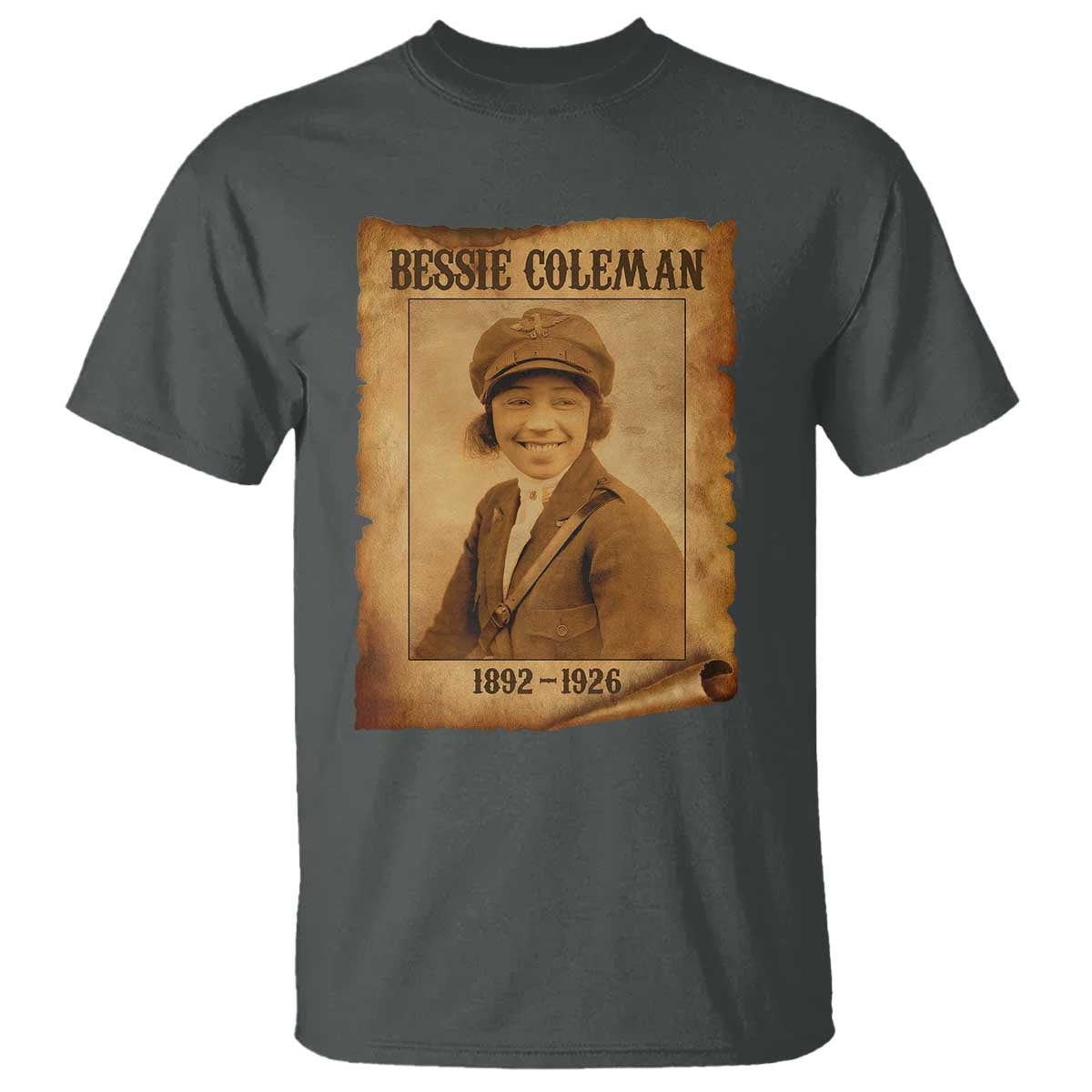 Bessie Coleman First African American Female Pilot T Shirt Black History TS10 Dark Heather Print Your Wear