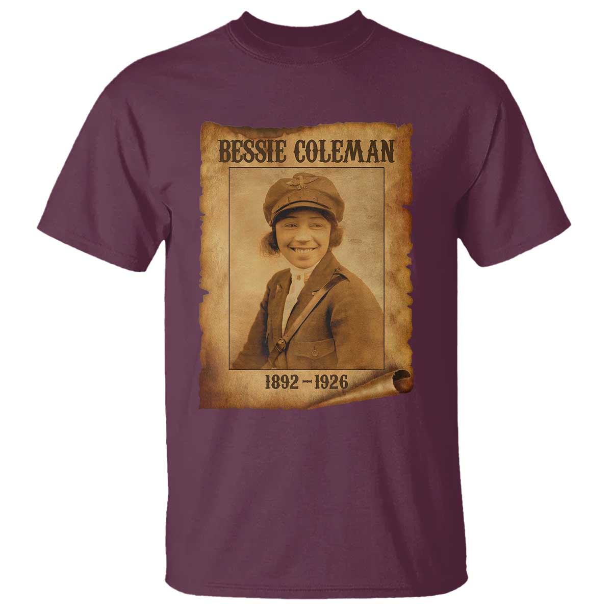 Bessie Coleman First African American Female Pilot T Shirt Black History TS10 Maroon Print Your Wear