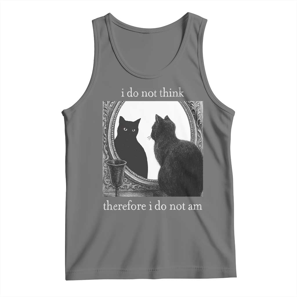 Funny Cat Tank Top I Do Not Think Therefore I Do Not Am Goth Emo Grunge Witchy TS10 Black Heather Print Your Wear