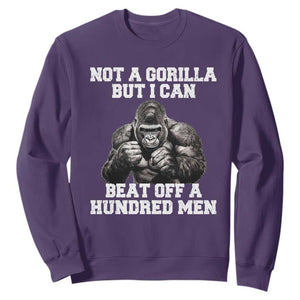 Funny Internet Meme Sweatshirt Not A Gorilla But I Can Beat Off 100 Men TS10 Purple Print Your Wear