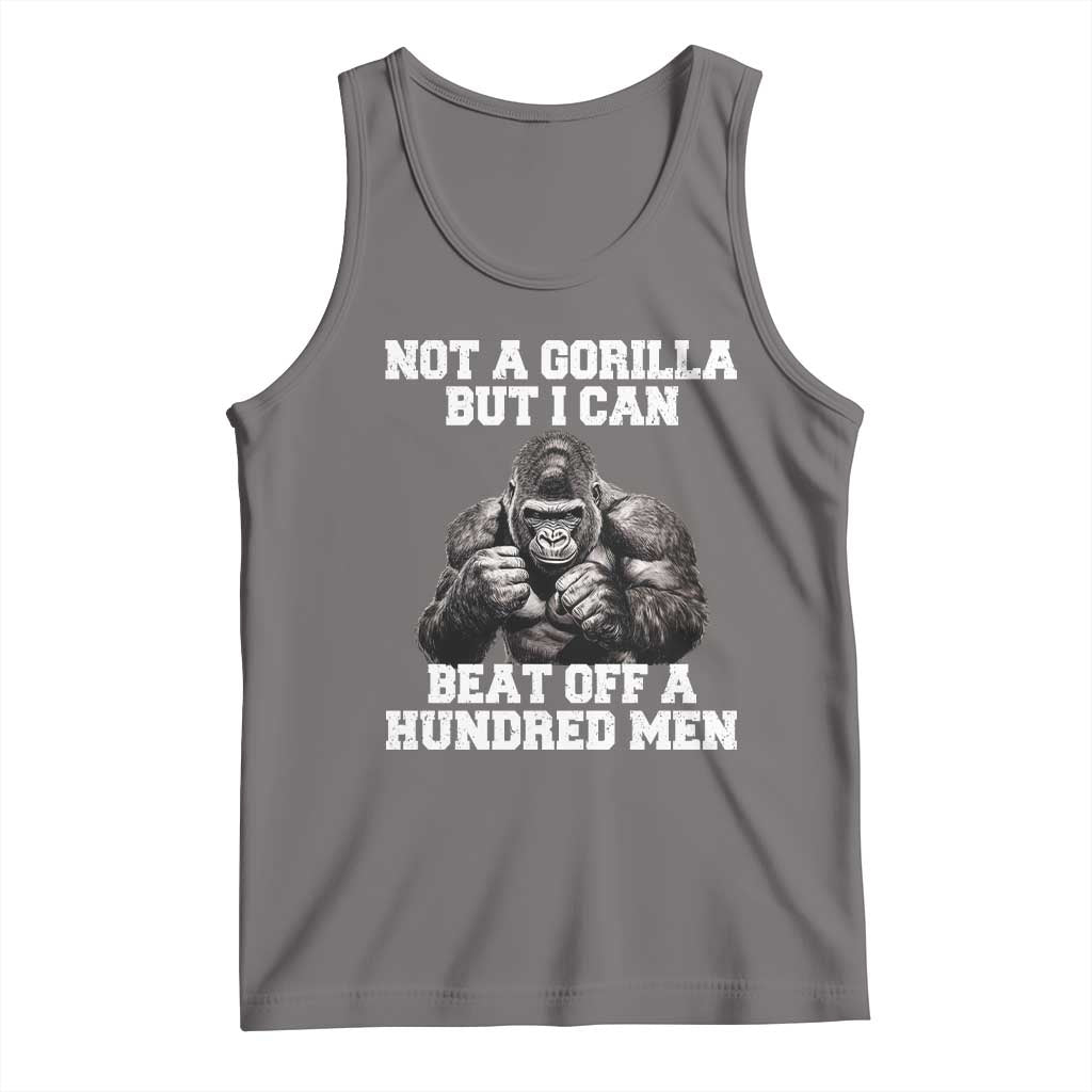Funny Internet Meme Tank Top Not A Gorilla But I Can Beat Off 100 Men TS10 Deep Heather Print Your Wear