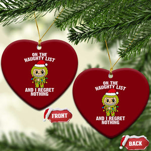 Funny Xmas Ceramic Ornament On the Naughty List I Regret Nothing Kawaii Bubu TS10 Print Your Wear