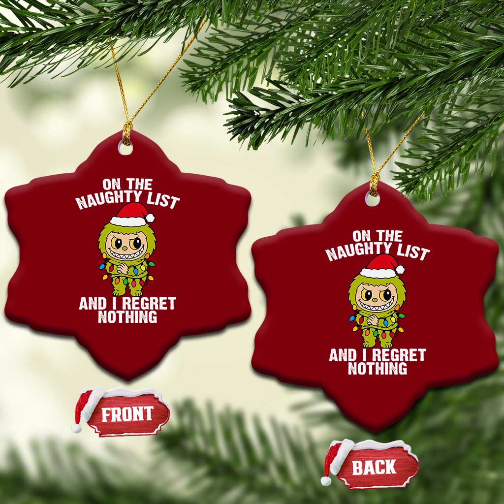 Funny Xmas Ceramic Ornament On the Naughty List I Regret Nothing Kawaii Bubu TS10 Print Your Wear