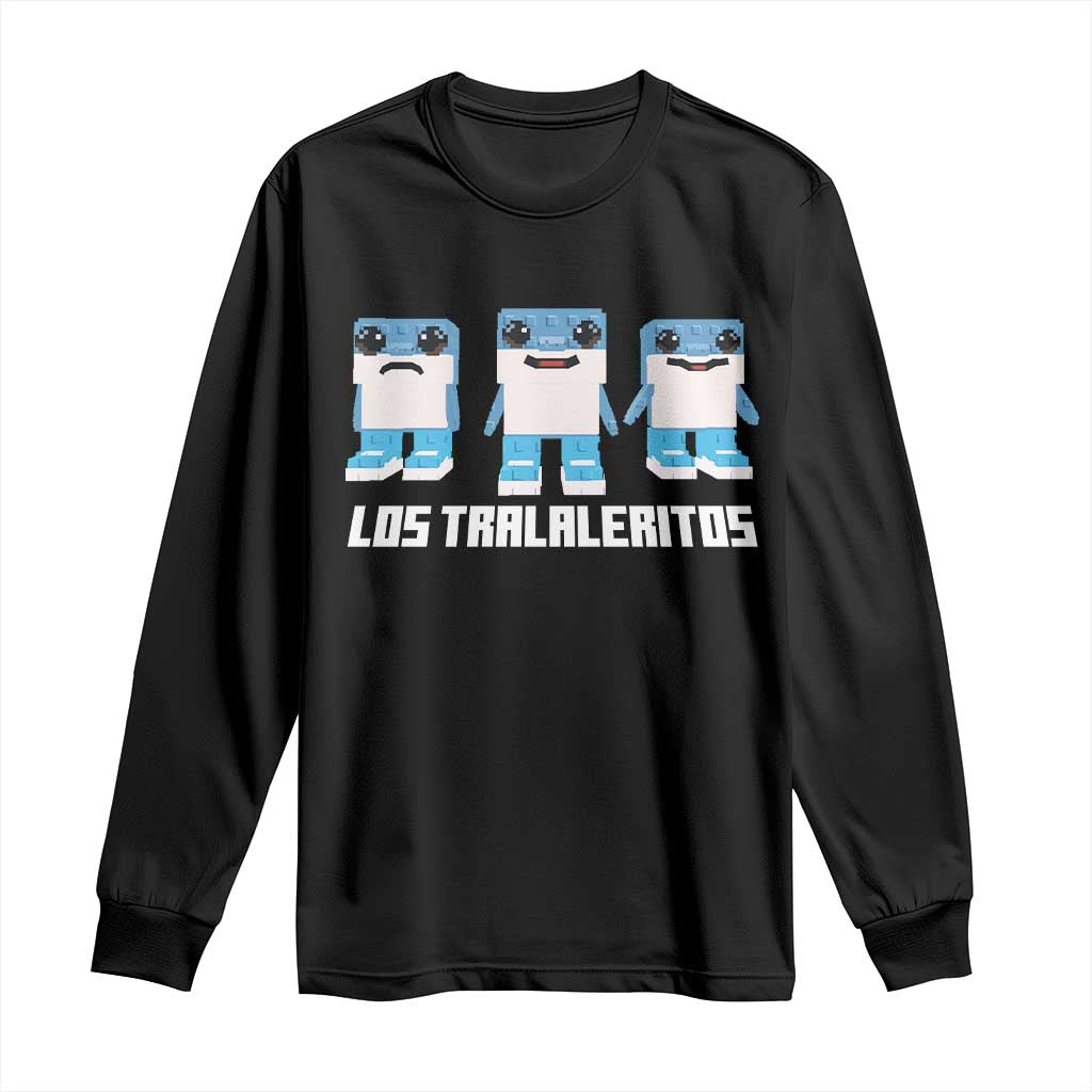 Italian Brainrot Meme Shark Long Sleeve Shirt Tralalero Tralala Los Tralaleritos Funny Animals TS10 Black Print Your Wear
