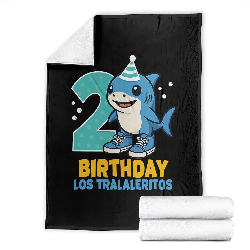 2 Years Old Birthday Brainrot Throw Blanket Funny Tralalero Tralala Los Tralaleritos Meme Shark TS10 Black Print Your Wear