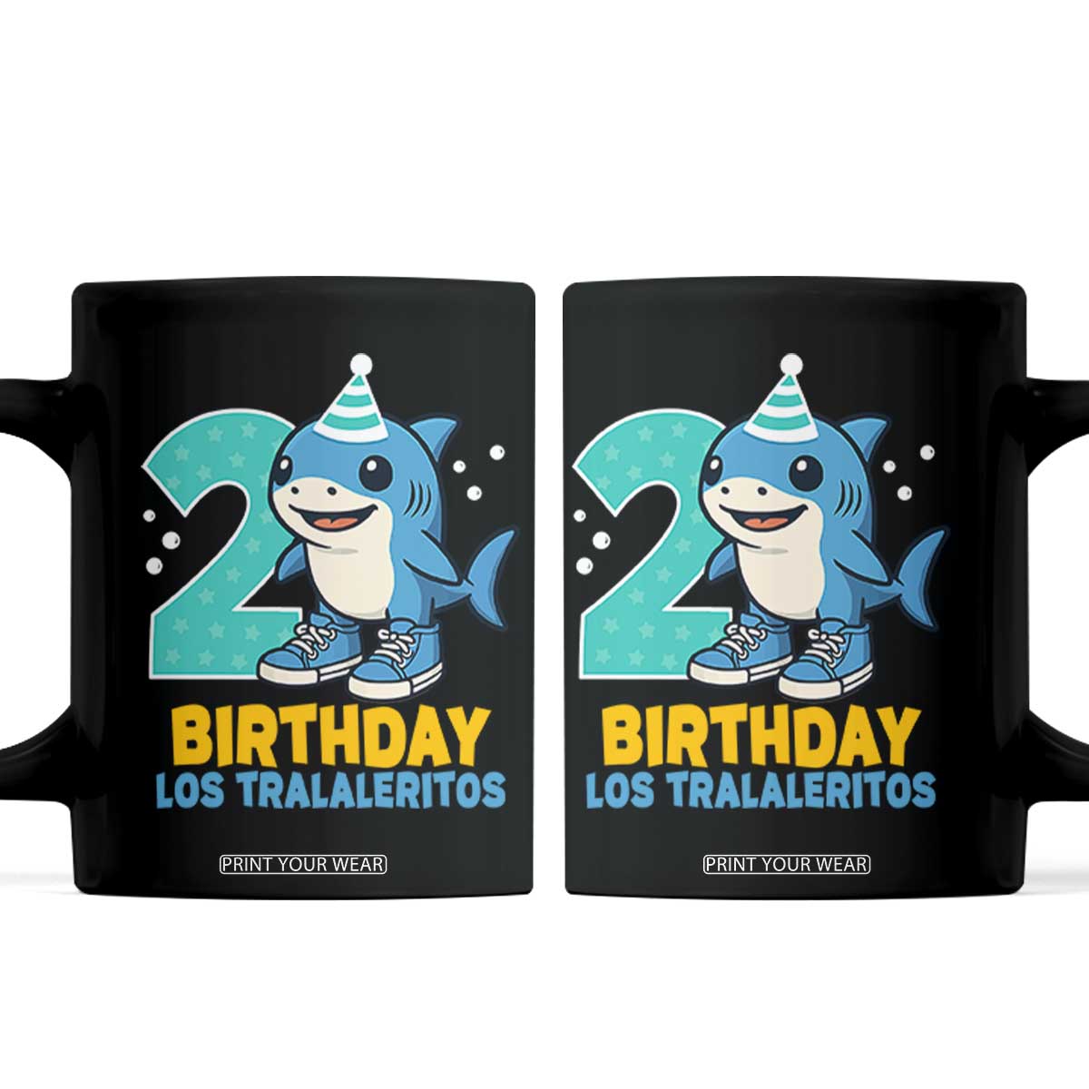 2 Years Old Birthday Brainrot Coffee Mug Funny Tralalero Tralala Los Tralaleritos Meme Shark TS10 Black Print Your Wear