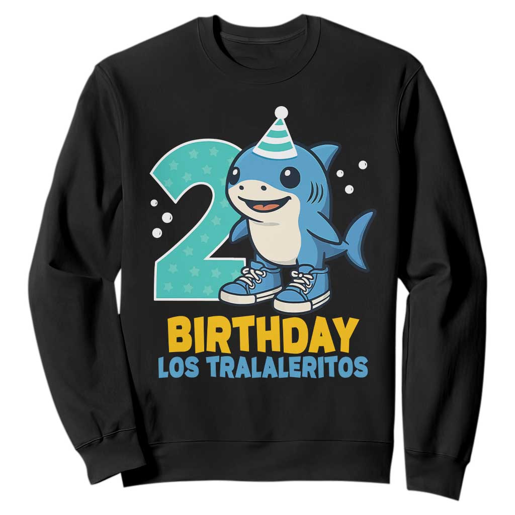2 Years Old Birthday Brainrot Sweatshirt Funny Tralalero Tralala Los Tralaleritos Meme Shark TS10 Black Print Your Wear
