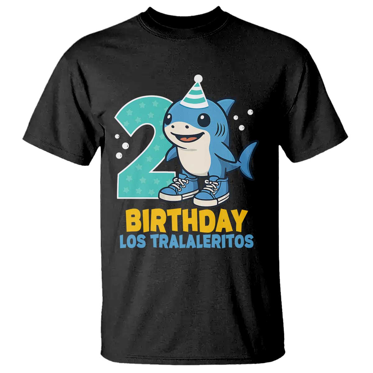 2 Years Old Birthday Brainrot T Shirt Funny Tralalero Tralala Los Tralaleritos Meme Shark TS10 Black Print Your Wear