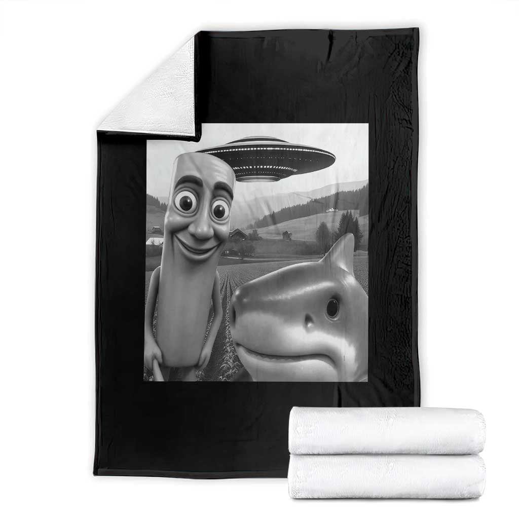 Funny Italian Brainrot Meme Throw Blanket Funny Tung Tung Tung Sahur Tralalero Tralala Selfie TS10 Black Print Your Wear