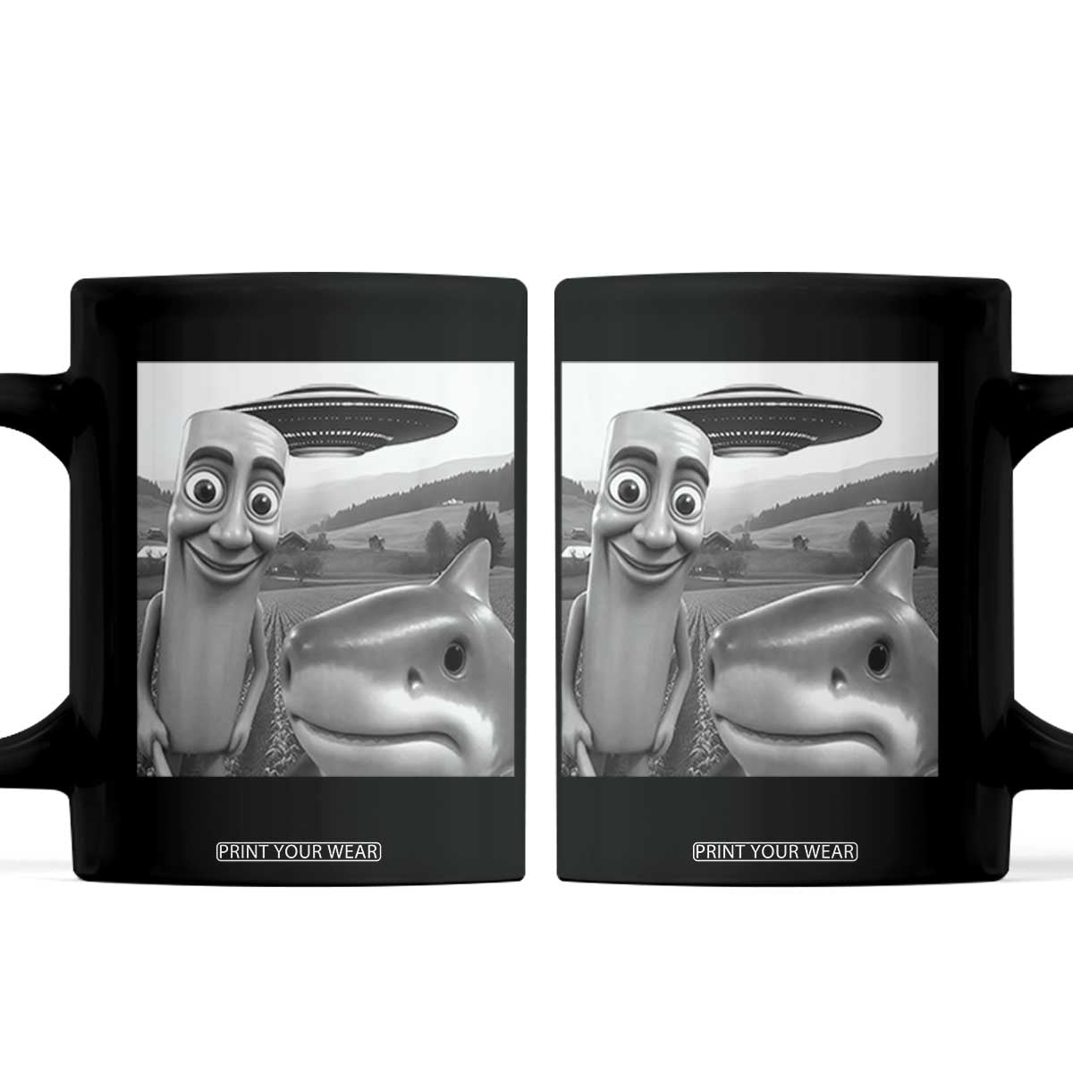 Funny Italian Brainrot Meme Coffee Mug Funny Tung Tung Tung Sahur Tralalero Tralala Selfie TS10 Black Print Your Wear