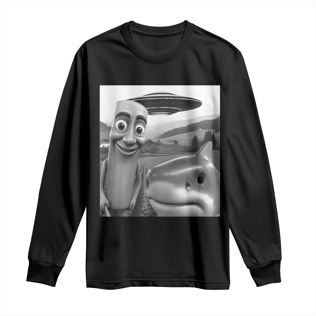 Funny Italian Brainrot Meme Long Sleeve Shirt Funny Tung Tung Tung Sahur Tralalero Tralala Selfie TS10 Black Print Your Wear