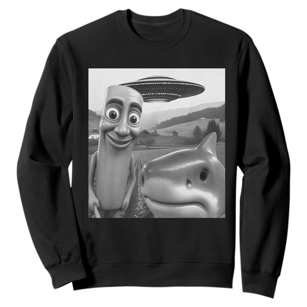 Funny Italian Brainrot Meme Sweatshirt Funny Tung Tung Tung Sahur Tralalero Tralala Selfie TS10 Black Print Your Wear