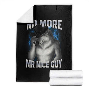Funny Alpha Wolf Throw Blanket No More Mr Nice Guy Unhinged Brainrot Meme Vintage Bootleg TS10 Black Print Your Wear