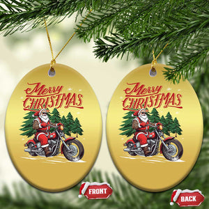 Christmas Motorcycle Santa Christmas Ornament Funny Motorbike Rider Grandpa Merry Xmas TS10 Oval Gold Print Your Wear