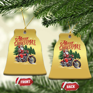 Christmas Motorcycle Santa Christmas Ornament Funny Motorbike Rider Grandpa Merry Xmas TS10 Bell Flake Gold Print Your Wear