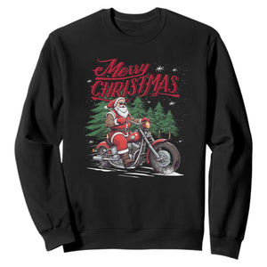 Christmas Motorcycle Santa Sweatshirt Funny Motorbike Rider Grandpa Merry Xmas TS10 Black Print Your Wear