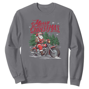 Christmas Motorcycle Santa Sweatshirt Funny Motorbike Rider Grandpa Merry Xmas TS10 Charcoal Print Your Wear