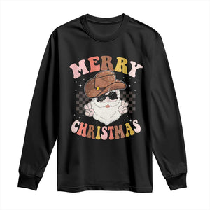 Christmas Cowboy Long Sleeve Shirt Vintage 90s Western Groovy Santa Claus Xmas Vibes TS10 Black Print Your Wear