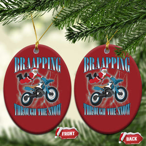 Dirt Bike Christmas Christmas Ornament Brraaap Funny Motocross Biker Xmas Gift TS10 Oval Red Print Your Wear