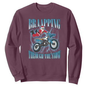 Dirt Bike Christmas Sweatshirt Brraaap Funny Motocross Biker Xmas Gift TS10 Maroon Print Your Wear