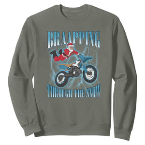 Dirt Bike Christmas Sweatshirt Brraaap Funny Motocross Biker Xmas Gift TS10 Military Green Print Your Wear