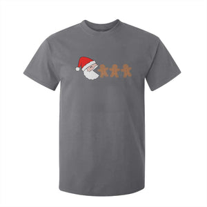 Funny Christmas T Shirt For Kid Santa Eating Gingerbread Men Gamer Men Women Kids TS10 Charcoal Print Your Wear