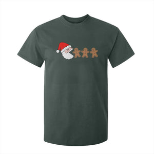 Funny Christmas T Shirt For Kid Santa Eating Gingerbread Men Gamer Men Women Kids TS10 Dark Forest Green Print Your Wear